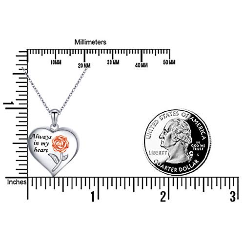 Urn Necklaces for Ashes for Women Girls Cremation Jewelry 925 Sterling Silver Eternity Memorial Forever in My Heart Ashes Keepsake Necklace Rose Flower