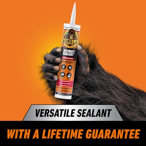 GORILLA Ultimate Sealant Kitchen & Bath Silicone Caulk, white 9oz cartridge