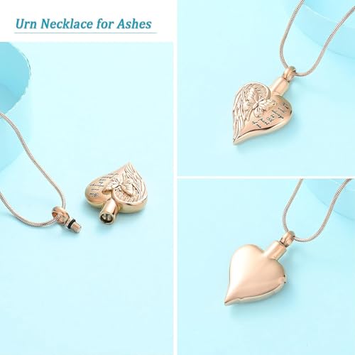 zeqingjw Heart Cremation Jewelry for Ashes Butterfly Urn Necklace for Women Loved Ones Ash Holder Keepsake Gift Memorial Pendent for Human Ashes Rose Gold