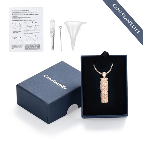 Butterfly Cylinder Urn Necklace Cremation Ashes Jewelry for Women Men Rose gold