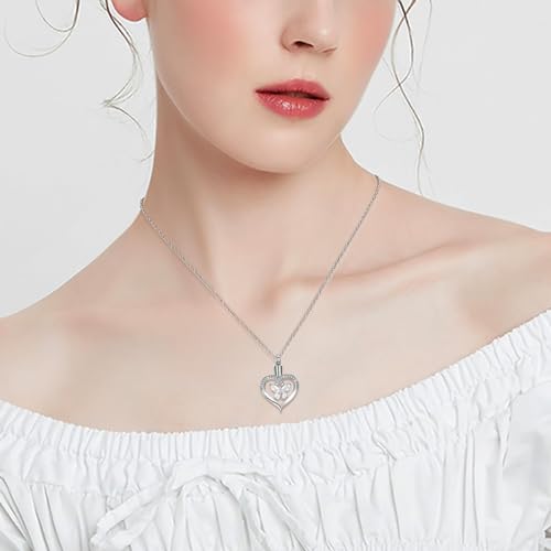 Minicremation Cremation Jewelry Heart Urn Necklace Ashes for Women infinitely Cremation jewellery Birthstone Locket Crystals Ash Loved One Memorial Pendant Butterfly-Silver