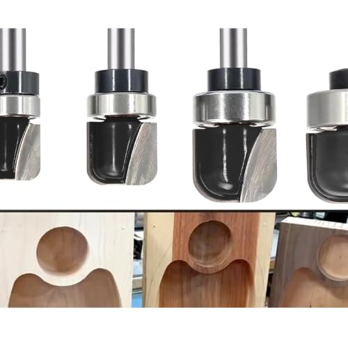 SICWOOD 4-piece bowl and tray template router bit set with 1/4-inch shank and carbide-tipped round nose bits