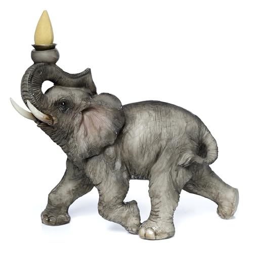 Puckator Elephant Backflow Incense Burner - Home Zen Meditation Decor Accessories - Incense Waterfall Cone Burner - Spiritual Feng Shui Gothic Goth Relaxation Gifts Gift - Desk Ornaments