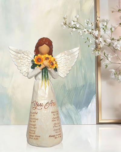 Sunflower Gifts for Women, Sunflower Angel Statue with Bible Verse
