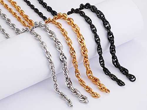 45-71CM Trendy Chain Necklace for Women Men Stainless Steel 5mm/6.5mm Singapore Chain Black-5mm 18.0 Inches