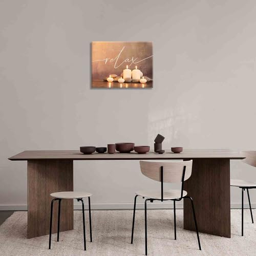 Zen Wall Art, Zen Bathroom Decor, Meditation Pictures, Spa Canvas Posters Prints, Calming Spiritual Stone Decorations Painting, Artwork Office Home Yoga Decor For Bathroom Bedroom Living Room 16"x12" Relax 12"L x 16"W