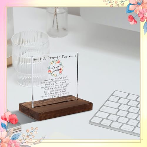 Appreciation Gift for School Counselor, Religious Gifts for School Counselor, Christian Gift for School Counselor, Modern Acrylic Desk Plaque with Inspirational Quotes, 10 x 10 x 1.5 cm,XXD23