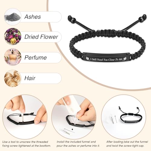 Oinsi Urn Bracelet for Ashes for Women Men Adjustable Cremation Jewelry Memorial Ashes Keepsake Bangle Rope Braided Bracelet Ash Bracelet -5