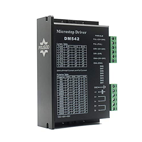 CNC Digital Microstep Driver DM542 Stepper Motor Driver Controller 2-Phase 20-50V DC Max 4.2A 42 57 86 Motor Driver for Nema 17, 23 and Nema 34 Stepper Motor Series, Replace M542 M542H