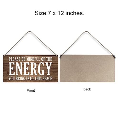 Country Style Wall Decor Be Mindful Quote Wooden Signs Rustic Hanging Wall Plaque Positive Energy Sign Home Decor Present Unleash your energy 7"L x 12"W