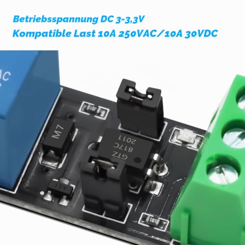 3V Relay Power Switch Board, APKLVSR 1-Channel Optocoupler Module Opto Isolation High-Level Trigger, 5 Pieces 1-Channel Relay 3V Module for IOT ESP8266 Microcontroller Development Board