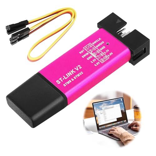 ST-Link V2 Programmer, Mini Programming Adapter, Emulator and Debugger for STM8/STM32 with Dupont Cable, Includes Aluminum Housing, Compatible with Arduino, Random Colors