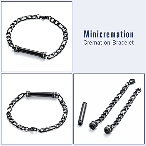 Cylinder Cremation Bracelet for Ashes Urn Jewelry Stainless Steel Memorial Keepsake Urn Bracelet Bangle Ashes Holder Black