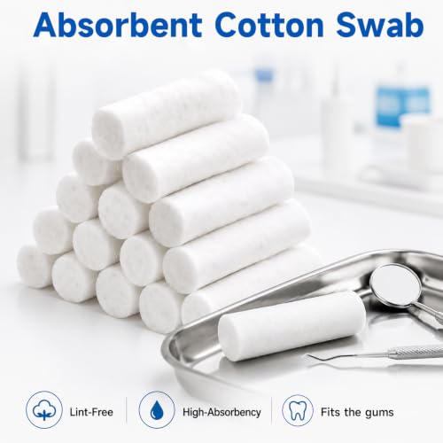 Pack of 200 Dental Cotton Rolls, Highly Absorbent Cotton Nasal Tamponade Alternative