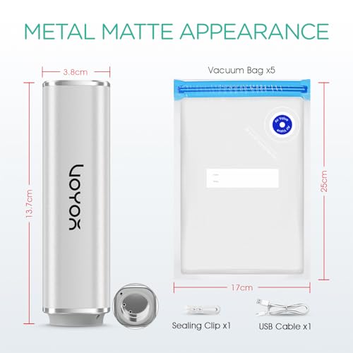 VOYOR Vacuum Sealer, Handheld Vacuum Sealer for Food, Cordless Design Silver