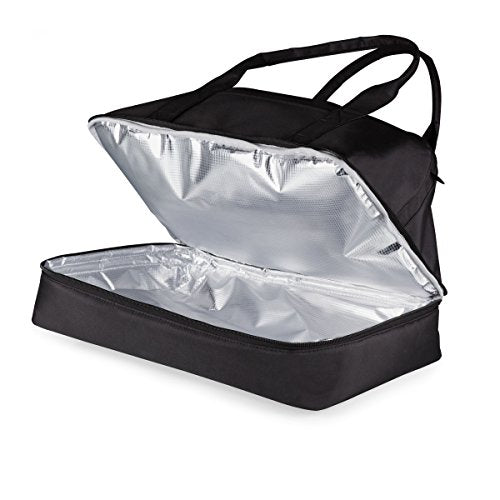 PICNIC TIME Potluck Insulated Casserole Carrier, Thermal Food Carrier, Portable Food Warmer, Insulated Container for up to 300 Degrees with Framed Window and Comfort handles (Black) Black