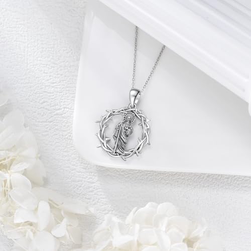 Crown Of Thorns Necklace 925 Sterling Silver Thorn Pendant Christian Jewelry Gift for Women Men Saint Jude