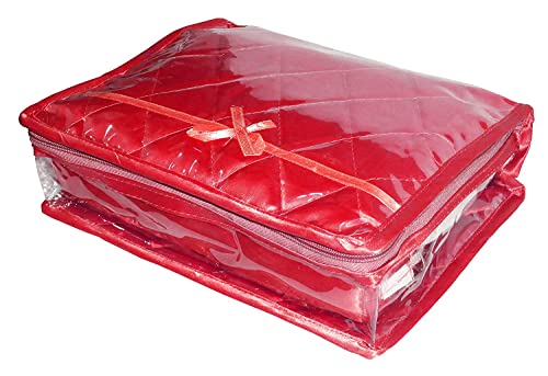 atorakushon Jewelry Travel Organizer Case Transparent Storage Zipper Locker Box Pouch for Necklaces Earrings Rings Bracelets Maroon
