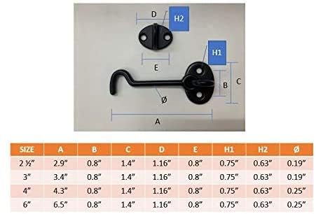 QCAA Forged Brass Cabin Hook Latch & Eye, 3", Vibrated Brass, 8 Pack, Made in Taiwan 8pack(3") Vibrated Brass (3")
