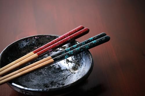 Japanese Chopsticks Set of 2 Pairs [Made in Japan] - Metallic Foil Finish Lacquered Wooden Chopsticks (Cherry Blossom Delight 2prs (MK055)) Cherry Blossom Delight 2prs (MK055)