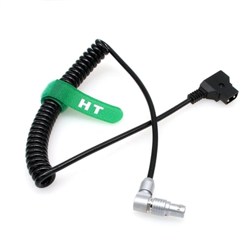 Coiled Power Cable for RED Komodo-X Epic Scarlet Dragon DSMC2 V-Raptor Ronin 4D Camera DJI Monitor Transmission, D-tap to Right Angle Rotatable Adjustable 6 Pin Female Rotatable Adjustable 90° Coiled 60cm