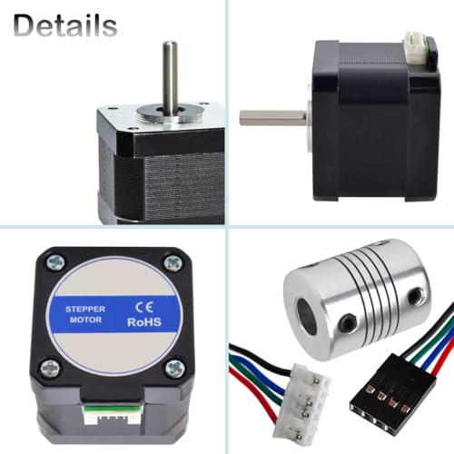 Nema 17 Stepper Motor 42 × 38mm DC 12V 3D Printer Stepper Motor 1.8° with 1m 2-Phase 4-Pin Wire Cable, Bracket, Coupling, for Creality CR-10 10S Ender 3 3D Printer/CNC Extruder/Y-axis