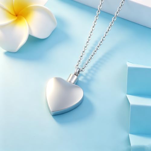 Heart Cremation Urn Necklace for Ashes Stainless Steel Cremation Jewelry for Family Members, Dad Mom Grandpa Grandma Daughter Son Wife Husband Nana Papa Keepsake Memorial Jewelry for Ashes Locket