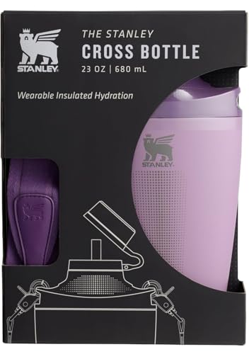 Stanley Cross Bottle | 23 oz Travel Bottle with Jacquard Strap | Leakproof Tritan Lid with Removable Straw | Insulated Stainless Steel Canteen | BPA-Free | Lilac Purple