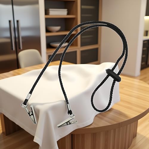 2 Pack Adjustable Bib Holder Napkin Holder Napkin Holder Necklace for Adults Napkin Holder Kitchen Utensils Gadgets Black