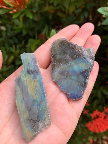 GAF TREASURES Large Raw Labradorite Slab, Natural Labradorite Slab Stone, Natural Rough Labradorite Slab, Labradorite Slab Rough, Labradorite Slab Rock (Labradorite Slab, 1 piece)
