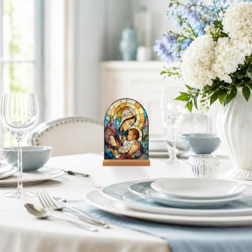 Colourful Virgin Mary and Baby Jesus Acrylic Plaque Desktop Ornaments