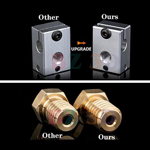 V6 All Metal Hotend,Prusa i3 MK3S MK3 MK2 MK2S 3D Printer Hotend,V6 Titanium Alloy Heatbreak,Brass Nozzle 0.4mm,V6 Heater Block Aluminum,V6 Heatsink for V6 Hotend. Brass Nozzle Kit