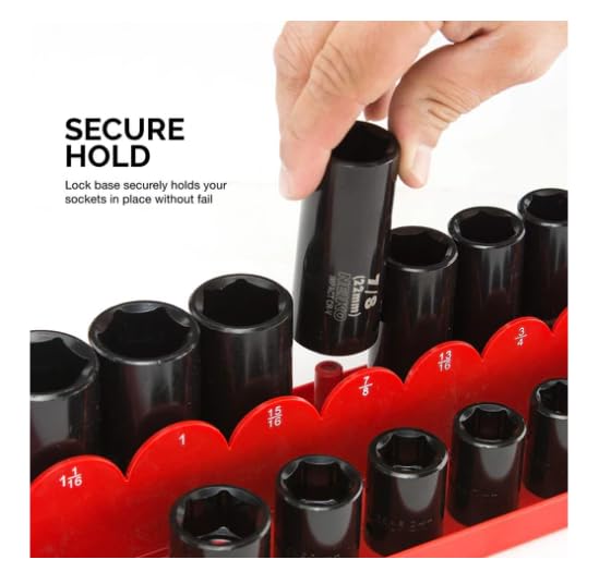NEIKO 03965A Socket Set Tray Organizer Case with Double Rows | 3 Piece | 1/4", 3/8", and 1/2" Drive | Socket Set Organizer 1/4", 3/8", 1/2" Drives SAE and Metric 76 Peg Organizer Set, 3pc