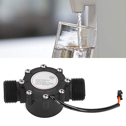 Water Flow Sensor for Swimming Pool Systems, Hall Effect, G1 Male Thread, 1-100 L/min, DC 3-24V, Plastic, Model YF-G1