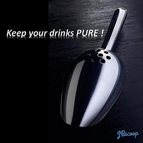 JBscoop Ice Scoop with Holes. Stainless Steel Ice Scoop with Drain Holes to Reduce Unwanted Dilution. Heavy Duty and Dishwasher Safe. Six Ounce Capacity. (Pack of 2) 6 Oz (Pack of 2)