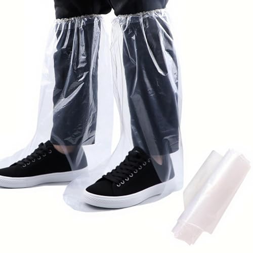 20 Pairs Waterproof Shoe Cover, Waterproof Overshoes, Boot Covers with Elastic Band, Bicycle Rain Shoes, Transparent Overshoes, Waterproof, for Snow and Rain Resistant (White)
