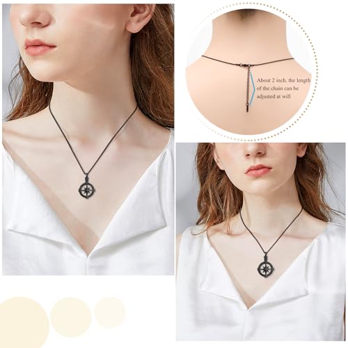 Oinsi Compass Cremation Pendant Necklace For Ashes For Men Women Stainless Steel Memorial Urn Jewelry Keepsake Holder Necklace Black