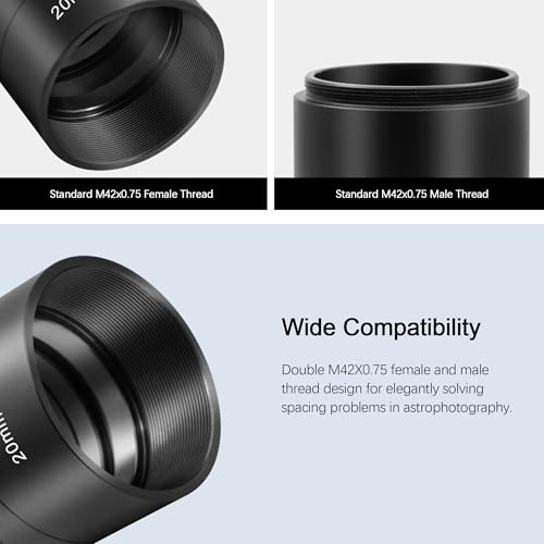 Astromania M42 Extension Tube Kit for Telescope with T Thread 8 10 20 40mm 8mm 10mm 20mm 40mm