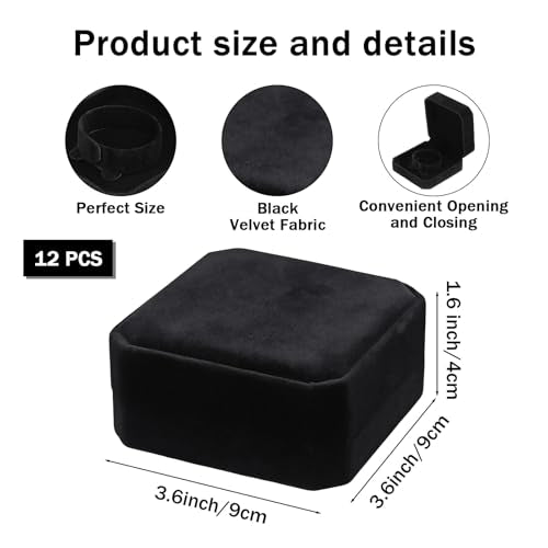 12 Pcs Velvet Bracelet Box Classic Black Bracelet Gift Box Case for Jewelry Gift Storage Bangle Organizer Holder for Wedding Engagement Proposal Birthday Anniversary