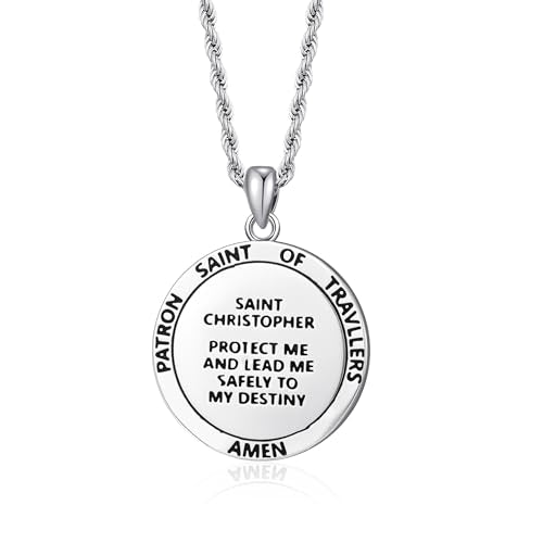 St Michael/St Peregrine/St Christopher Necklace for Men silver-St Christopher