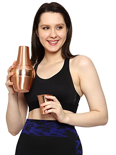 Pure Copper Carafe | Bedside Water Carafe with Tumbler - Copper Carafe for Ayurveda Health Benefits, 1.4 L (47.3 US Fl Oz)