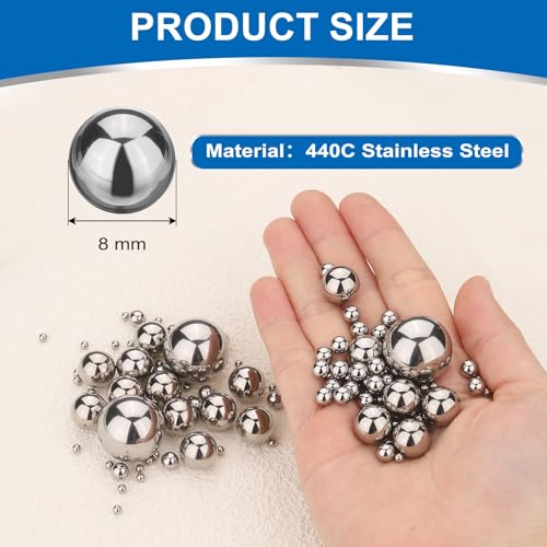 sourcing map 50Pcs 8mm Bearing Balls,440C Stainless Steel,Mirror Polished 50