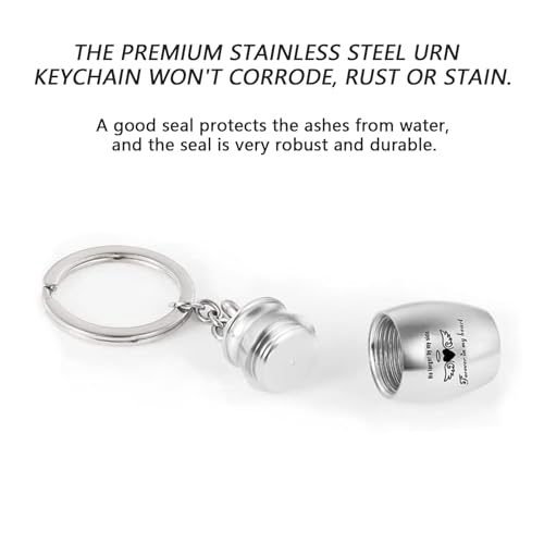 One Piece Cremation Urn Keychains Stainless Steel Memorial Urns Mini Keepsake Urns Keyring Pet Small Urns Ashes for Human Pet (Silver)