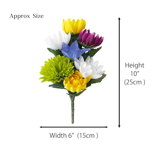 Artificial Japanese Mini Buddhist Altar Flowers, Carefully Assembled in Japan (10 Inch, Set of 2 – No Pot– NO.350-2) 10 Inch