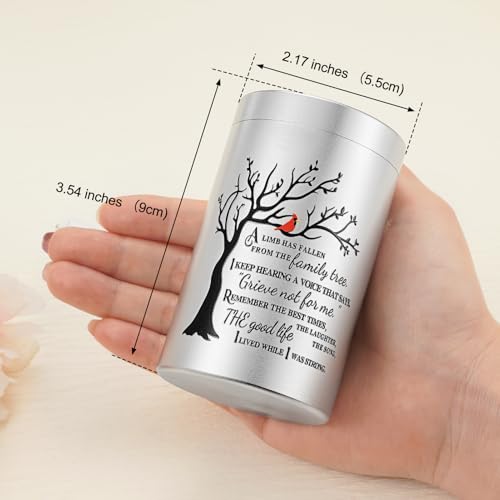 Dletay Small Urns for Human Ashes Memorial Decorative Mini Cremation Urns for Women Men Tree of Life Aluminum Ashes Keepsake Sharing 3.54 Inch Silver Tree-Silver-3.54inch