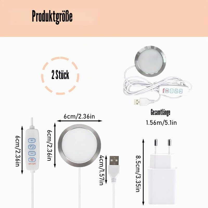 LED Lamp Kit 001 for Bambu Lab Makerworld - 2 Pack 5V USB Powered with 3000K Warm Light, Three Color Options, Ideal for 3D Printers, DIY Hardware Models, Includes Charger (2)