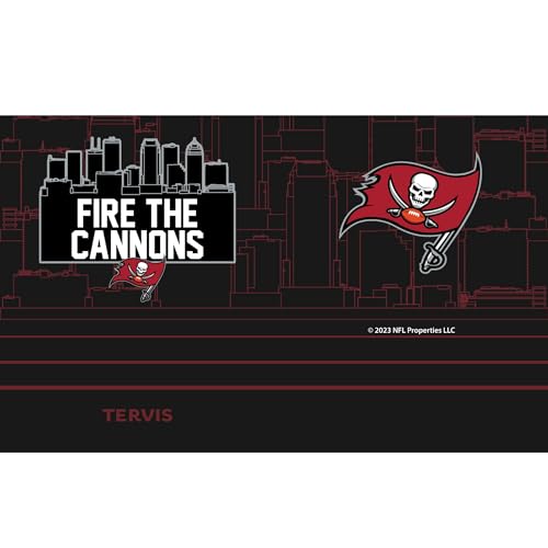 Tervis Traveler NFL Tampa Bay Buccaneers - Fire The Cannons Slogan Triple Insulated Tumbler Travel Cup Keeps Drinks Cold & Hot, 20oz, Stainless Steel Multicolor