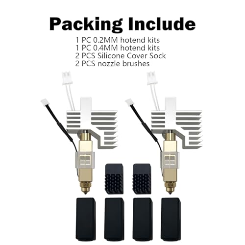 HzdaDeve 0.2 mm 0.4 mm Ceramic Hotend for Centauri Carbon Print Head Extruder Kit Hot End Heatsink with Extra 2PK Silicone Cover and 2PK Nozzle Brushes for Elegoo Centauri (Pack of 2)