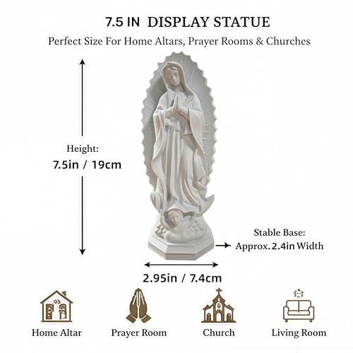 Our Lady of Guadalupe White Resin Statue 7.5in 1-Pack