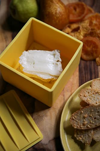 CapaBunga Cheese Vault for Soft Cheese - Reusable Artisan Cheese Storage Container for Fridge - Food Grade Silicone Cheese Container 5x5x3.5” - Easy to Clean Cheese Keeper for Refrigerator – Butter